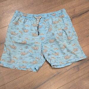 Blue Whale Print Men's Shorts